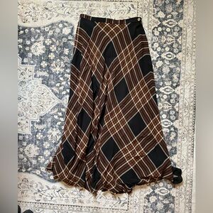 Black & Brown Plaid Maxi Skirt